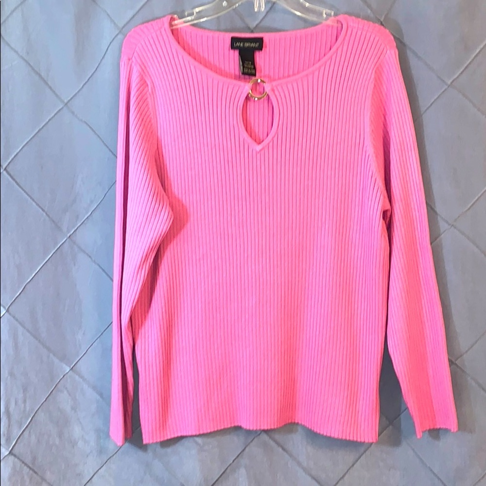 Lane Bryant 14/16 pink ribbed light weight sweater